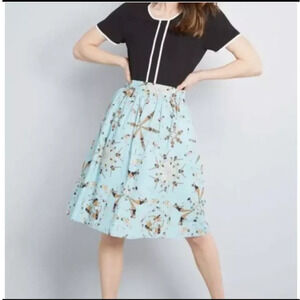 Modcloth x Dupenny blue Synchronized swimmer skirt novelty print